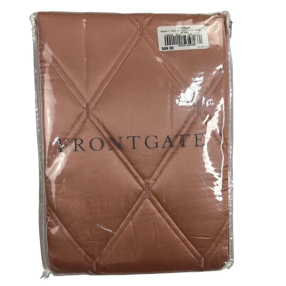 NEW Frontgate Ava Cotton Silk Pillow Sham Cover Blush Pink Euro 26” Square